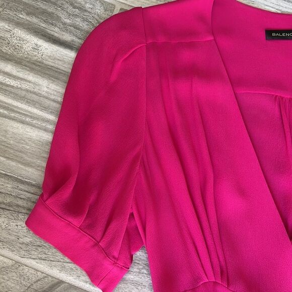 Balenciaga Silk Vintage Hot Pink Maxi Dress with Short Sleeves and Pockets 38 - Picture 7 of 12